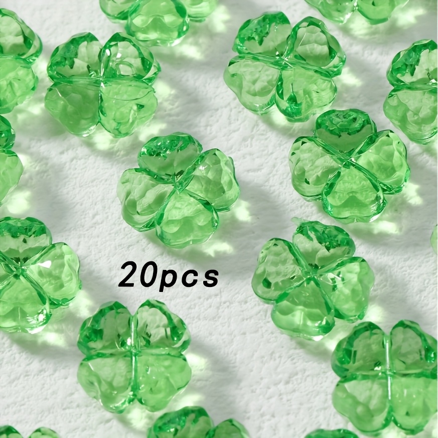 20pcs Of 3d Acrylic Beads - Jewelry Making Clover, Crafts, Floral Necklace, Earrings