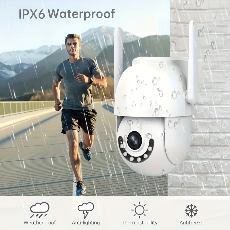 JOOAN 1296P HD Outdoor Security Camera, IPX6 Indoor/Outdoor Use, 2.4G WiFi, Motion Tracking & PTZ, Color Night Vision, Dual-Way Audio, Motion & Audio Alerts, USB-Powered, Compatible with CAM720 App, Outdoor Security Camera Wireless