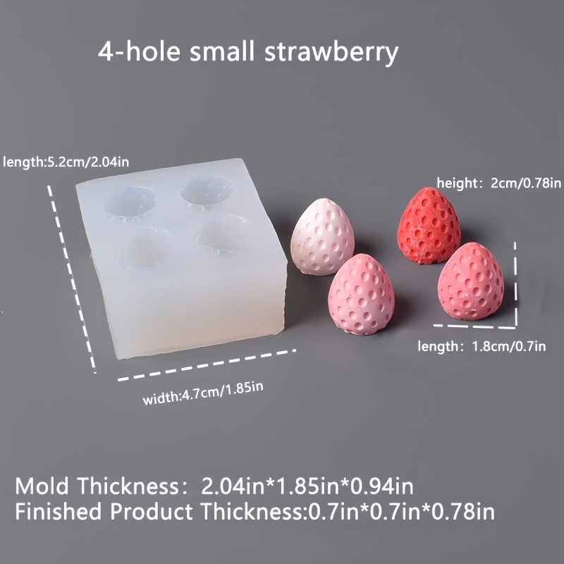 TEMU Moule en silicone petit à 4 trous de fraise, outil réutilisable pour la fabrication de bougies en résine liquide de , facile à nettoyer