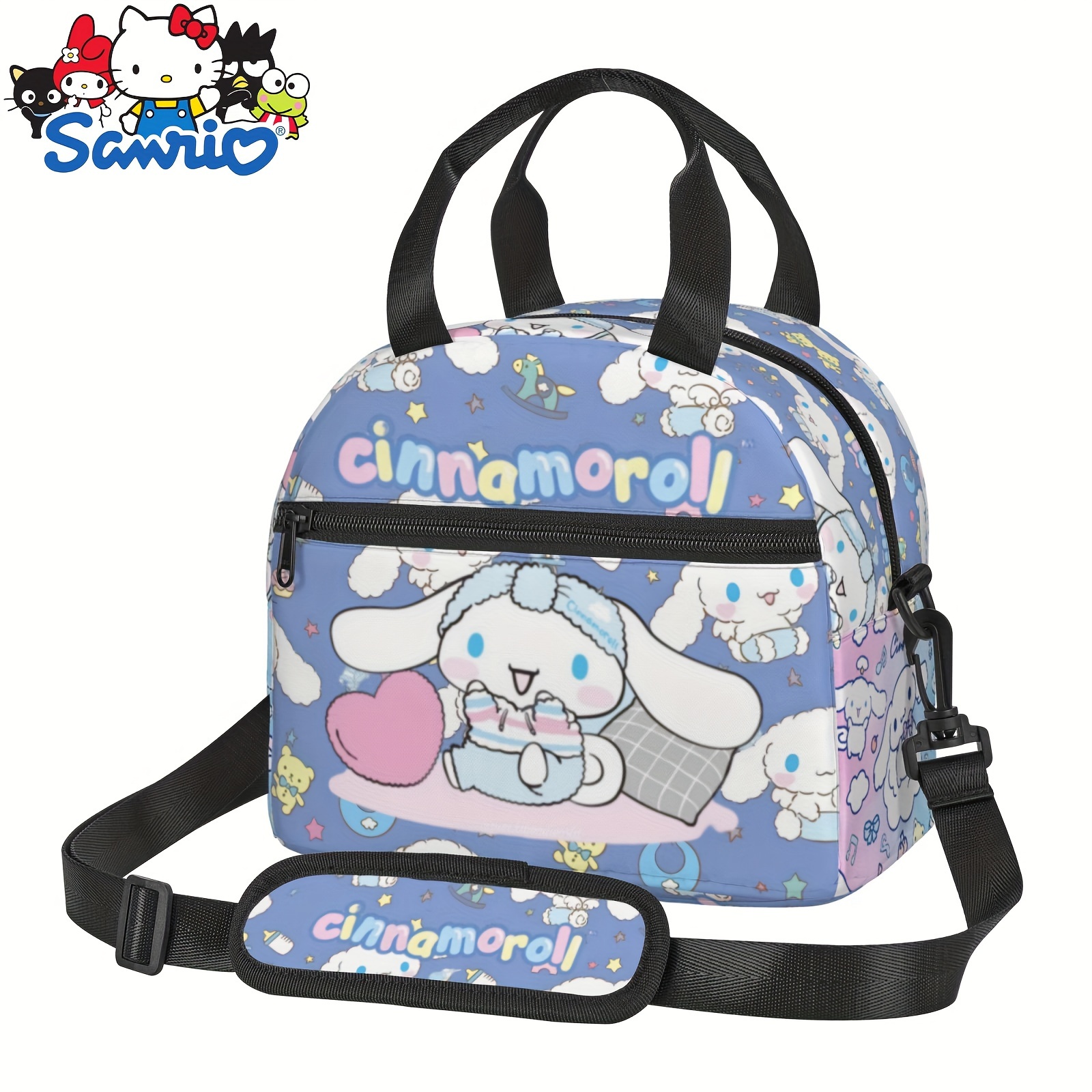 

1pc Authorized By Sanrio Cute Cinnamoroll Portable Lunch Bag Kawaii Reusable Insulated Lunch Box Cooler Bag Lunch Tote With Adjustable Shoulder Belt For Men Women Office Work Picnic Travel Gifts