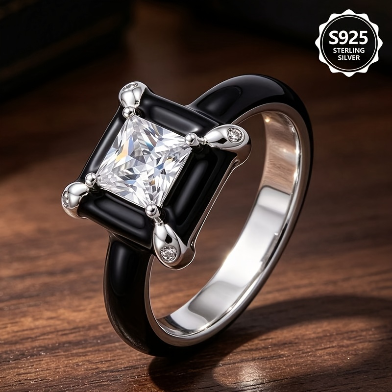 Image of 1pc S925 Silver Pm:g31 Gemstone-set 1.2-carat Cubic Zirconia Ring, A Universal Women's Ring, Luxurious And Easy, Fashionable And Elegant. A Women's Gift, Suitable For Daily Wear