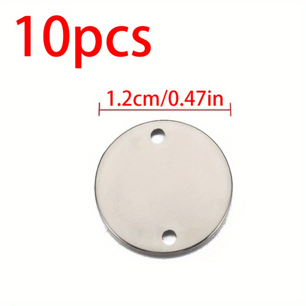 TEMU 10pcs Mingxuan Golden 304 Stainless Steel Round Pendant Connectors With Double Holes - Durable Jewelry Making Supplies For Diy Necklace Bracelet
