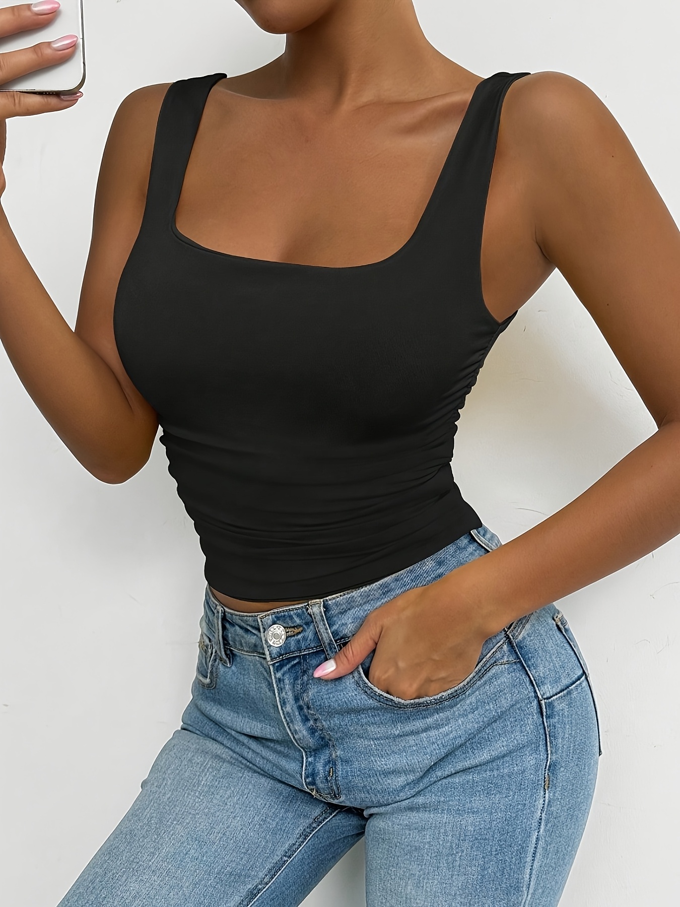 Women'S Red Strapless Tank Top - Skinny Fit, Sleeveless, All-Season, Sexy Style, Solid Color, Perfect for Casual Attire, Casual Attire Top|Strapless Fashion|Skinny Fit Top