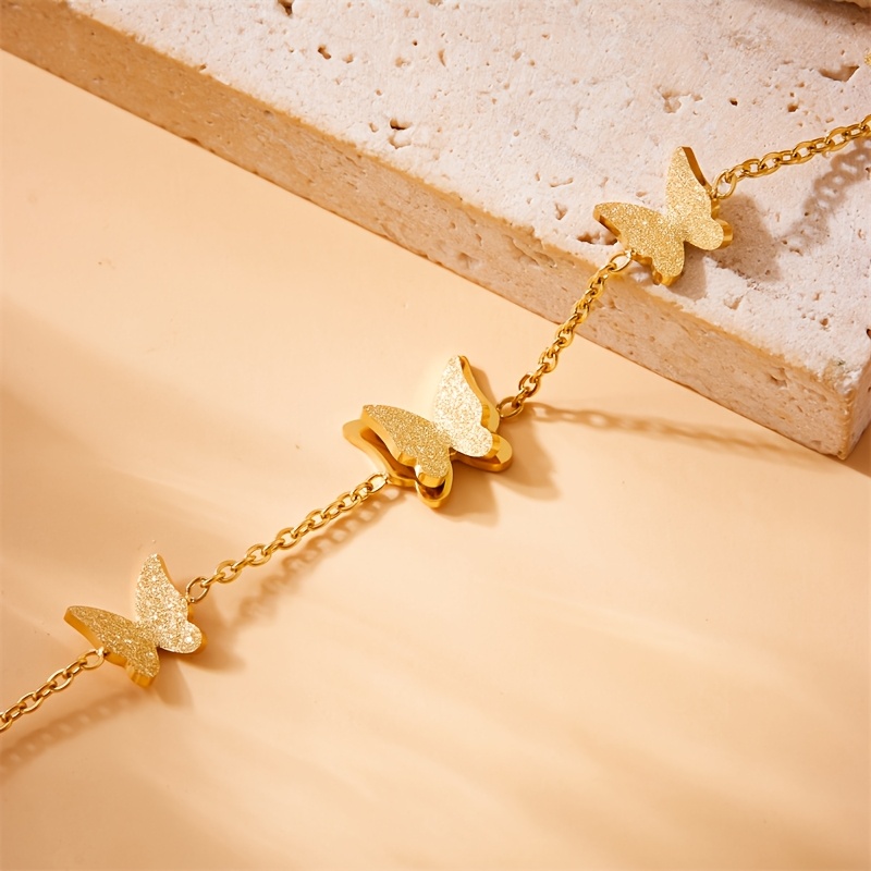 Golden Butterfly Bracelet Stainless Steel Delicate Chain