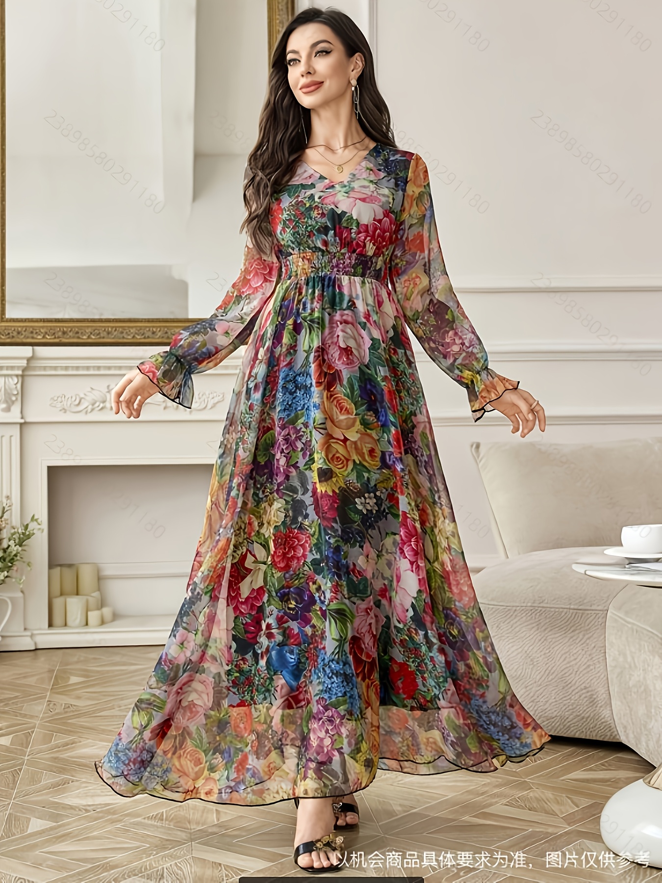 floral chiffon dresses Lady Black Tie - Sage Meadows Gown - Strapless A-line Gown With Scarf colour: red-long-sleeve-bodycon-dress Elissa Poppy Latex Mini SAGE FLORAL MEADOWS CHIFFON Silk Satin Colors:Sunflower Yellow 884