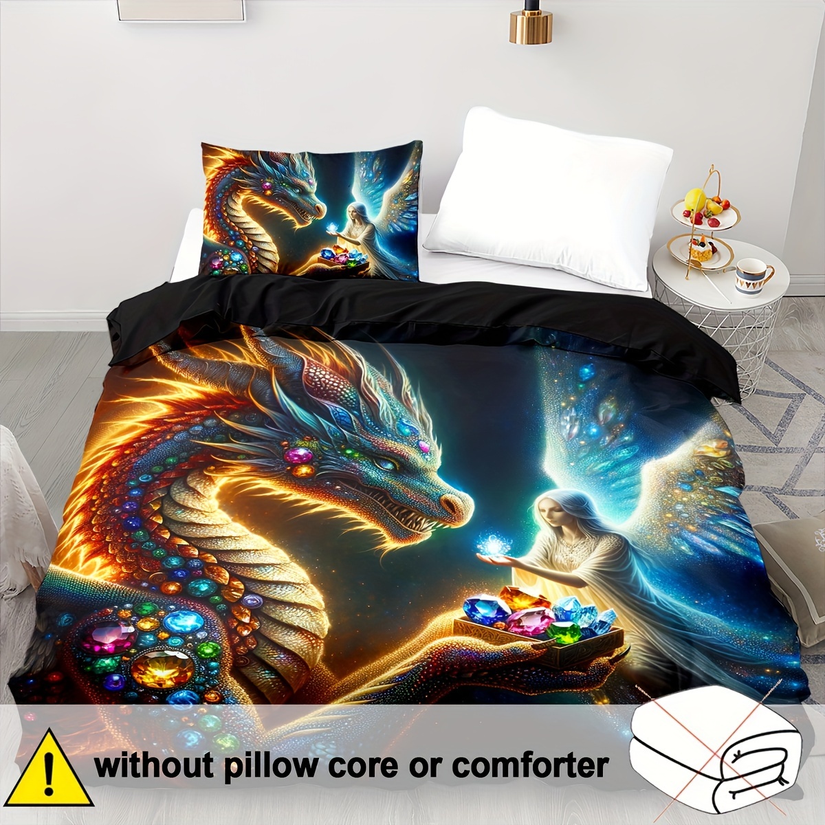 TEMU 2/3pcs, Soft And Comfortable Duvet Cover Twin, Ancient Wild Animal Dragon Pattern Bedding Set, Dragon Twin Bedding Sets, Western Dragon Bedding