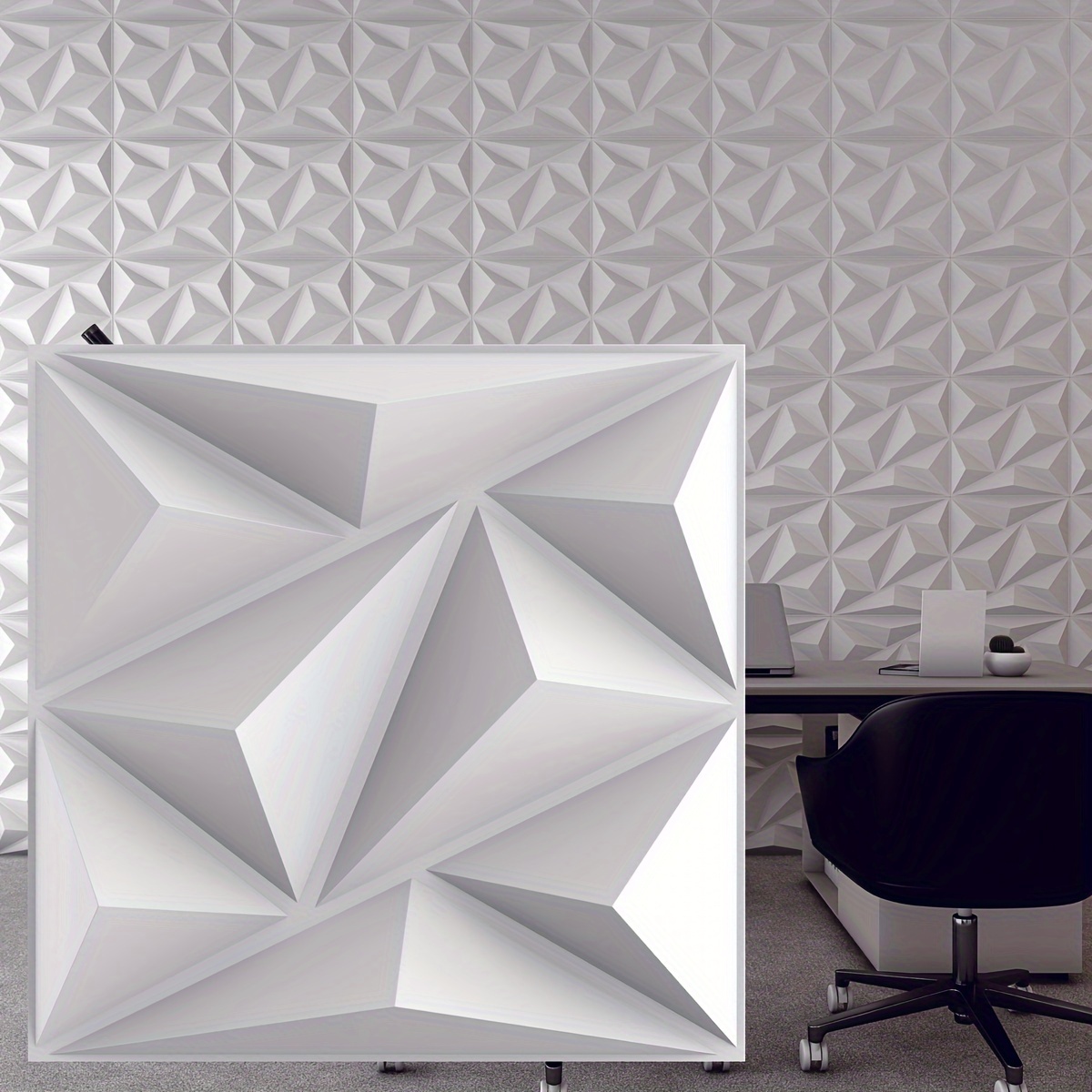 

30pcs Pvc Texture 3d Diamond Wall Panels For Tv Background, , Company Office Interior Wall Decoration, Living Room, Bedroom, Kitchen Interior Wall Decoration, 11.8*11.8 Inches