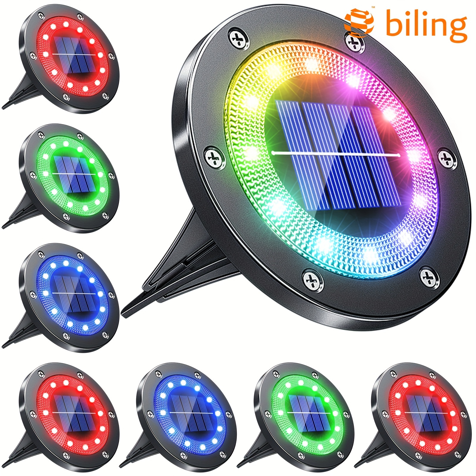 

8pcs Multi-color Solar Ground Lights Outdoor With, 12 Leds Auto-changing Solar Outdoor Lights Waterproof, For Pathway Garden Yard Decorations (multi-color 8pack)