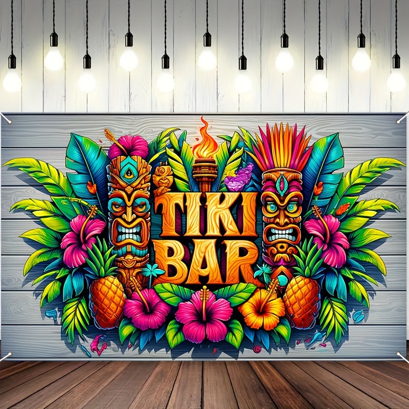 

Bar Tropical Floral Banner - 70.86x43.3in Polyester Backdrop For Hawaiian Beach Parties, Festive Photo Booth & Outdoor Decor