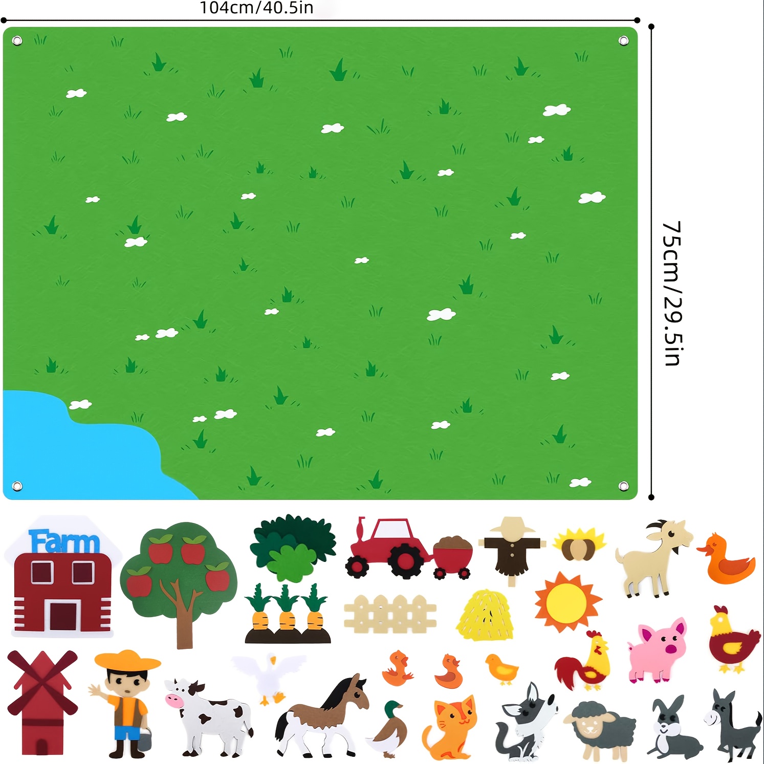 38pcs farm animals felt board set 3 5ft preschool farm theme barn livestock early learning interactive play set for kids Product details 4