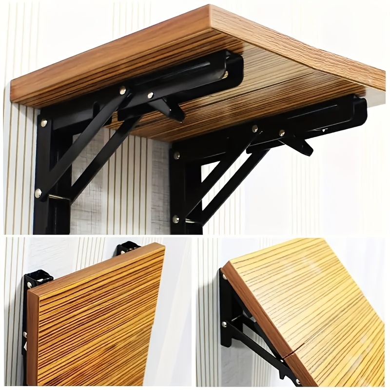 2pcs folding shelf brackets 4 screws   330lb heavy duty collapsible shelf bracket for table work bench space saving bracket merry christmas