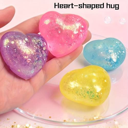 2 4 6pcs of colorful heart shaped squeezable toys sugar cute squeeze fun random texture slow rebound toys party birthday gifts valentines day gifts christmas gifts