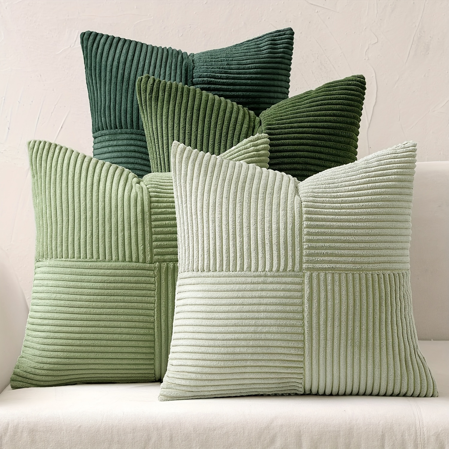 TEMU 4pcs Set, Pillow Inserts Not Included. Striped Cross-patch Nordic Style Soft Plush Decorative Cushion Covers. Square Pillowcases For Sofas,
