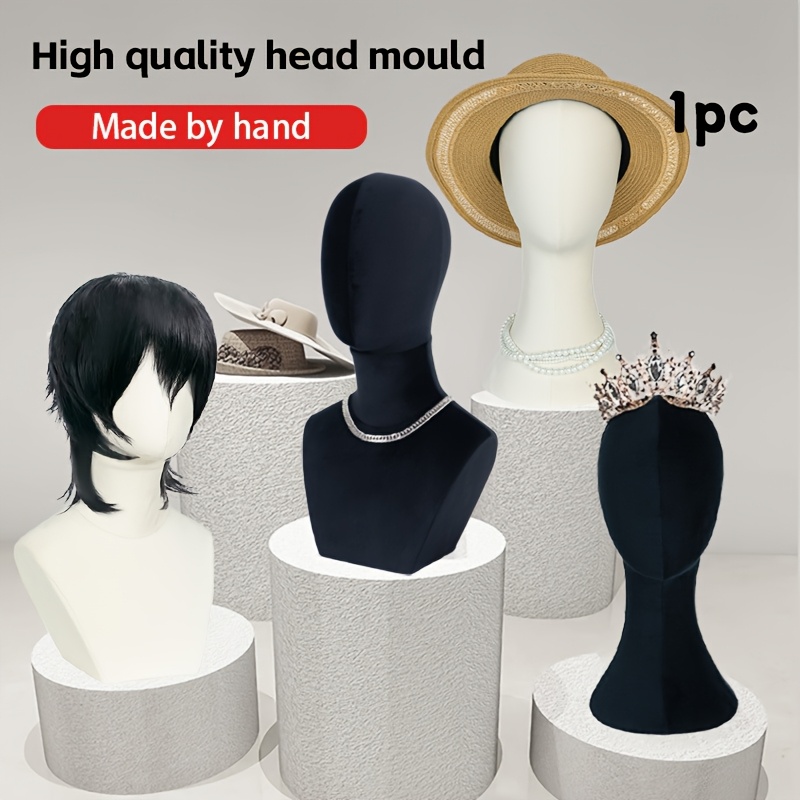 Tête De Mannequin/support Pour Perruque Ou Chapeau - Hauteur 27cm, Mousse Noire, Neuf