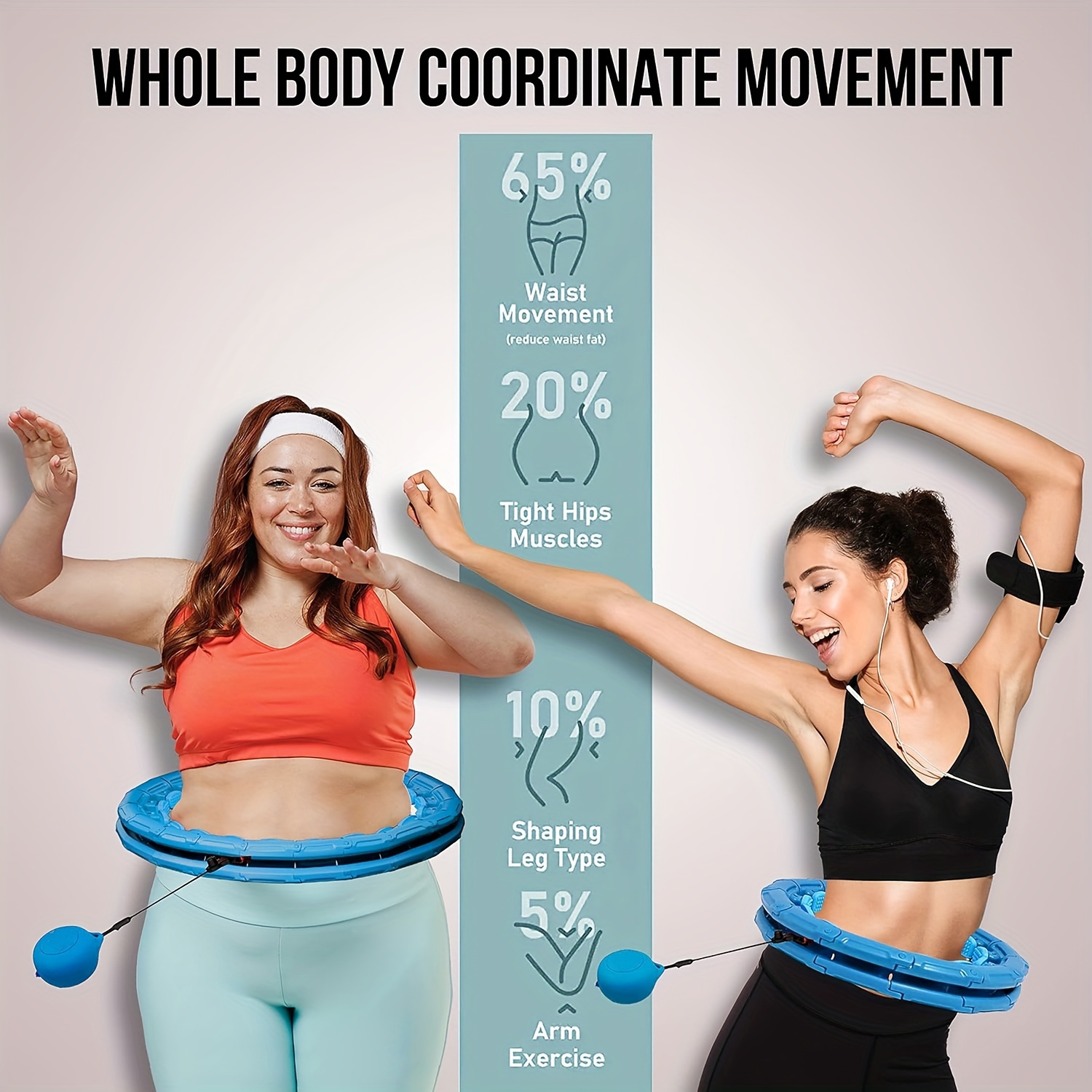 2-em-1 Para Aro de Fitness Inteligente & Rolo Abdominal para Treinos Eficazes - Destac&aacute;vel e Ponderado, Adequado para Tipos de Corpo de 24/28 detalhes 7