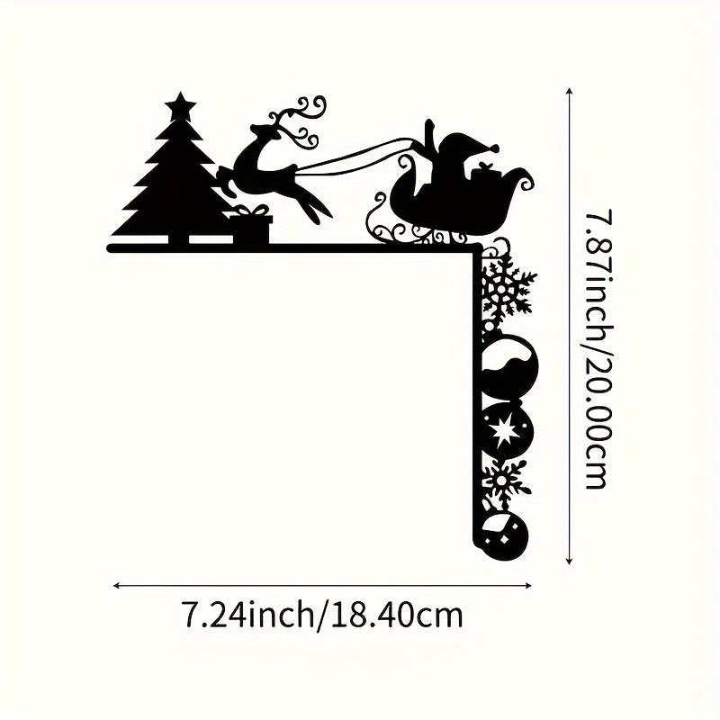 Image of Art Deco Metal Sleigh Wall - Valentine's Day & Christmas Holiday Indoor Wall Hanging Art, Santa Sleigh & Reindeer Corner Decoration For Living Room, Home Decor Wall Mount Craft