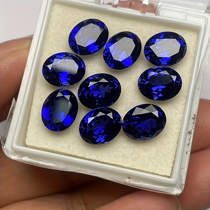 

5pcs Royal Blue Handmade Artificial Gemstones For Diy Special Elegant Upscale Sens Rings Earrings Inlaid Decors Jewelry Making Supplies
