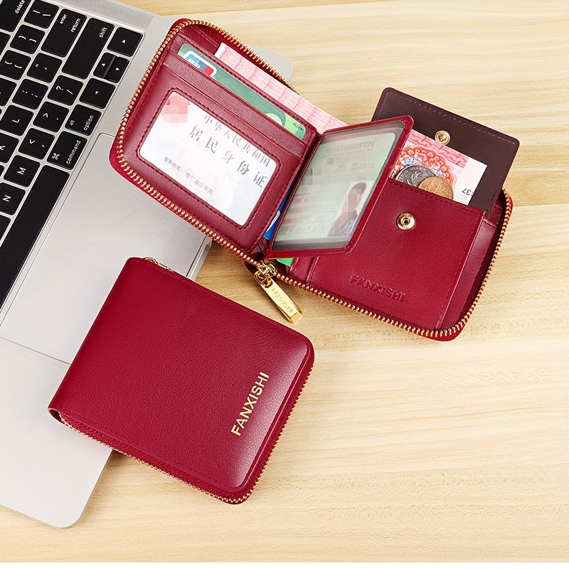 Synthetic Leather Zipper Wallet Women's Suitable A 4 Season