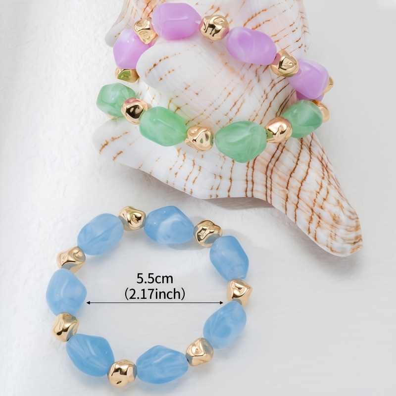 3pc Bohemian Irregular Stackable Bracelet Set, Women’s