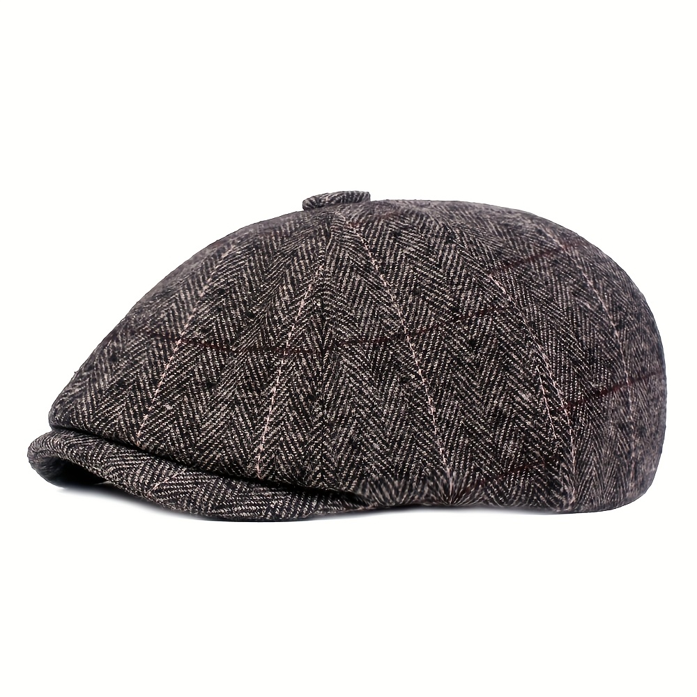 TEMU Men's Octagonal Beret For Middle-aged And Elderly, Thickened And Warm For Autumn And Winter, Painter's And Flat , Suitable As A Gift For Fathers