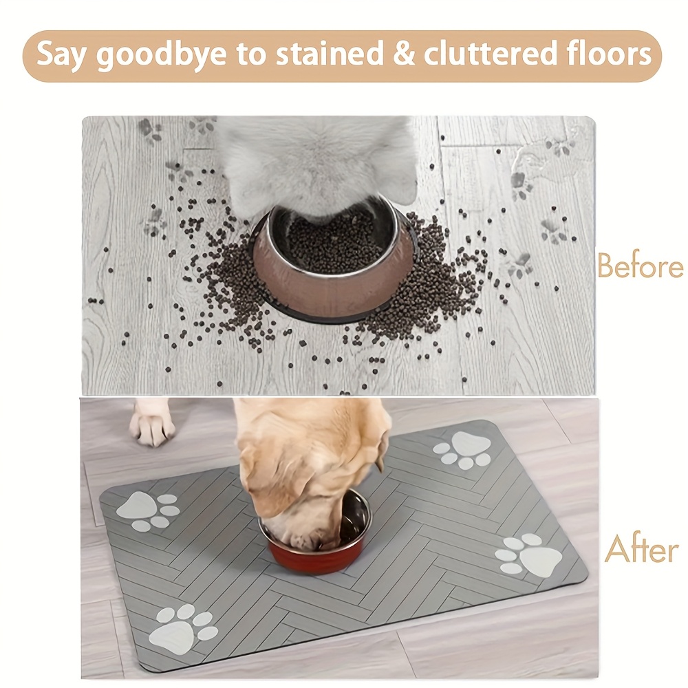 Customizable Quick-Pet Feeding Mat with Paw Print Design