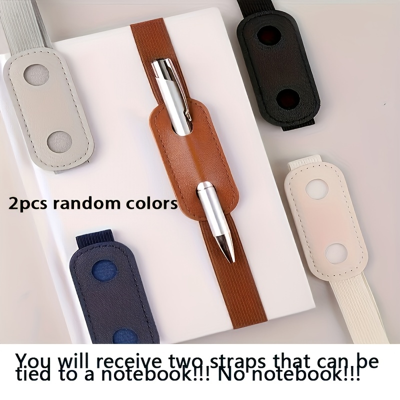 TEMU Lot de 2 porte-stylos multifonctionnels pour ordinateur portable en cuir PU, couleur aléatoire, avec sangle de fermeture élastique