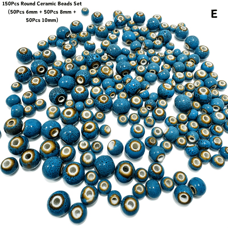 Mixed Size Colorful Glazed Round Ceramic Beads for Jewelry Making