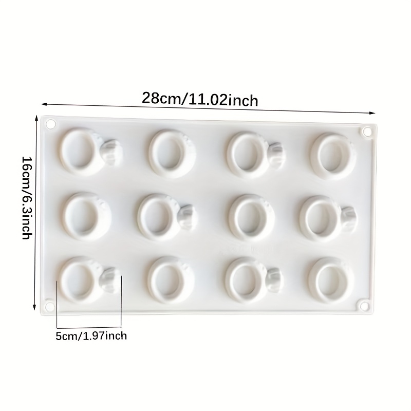 1pc Silicone Cake Mold Shaped Like A Diamond Ring With 12 Holes, Perfect For Baking Mousse And Decorating Wedding Cakes