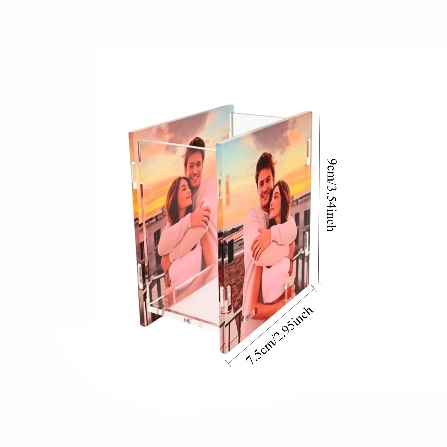 TEMU Custom Photo Acrylic Pen Holder, Customizable With Photos/couple Photos/family Photos, Fun Spliced Pen Holder, A Thoughtful Gift Desktop