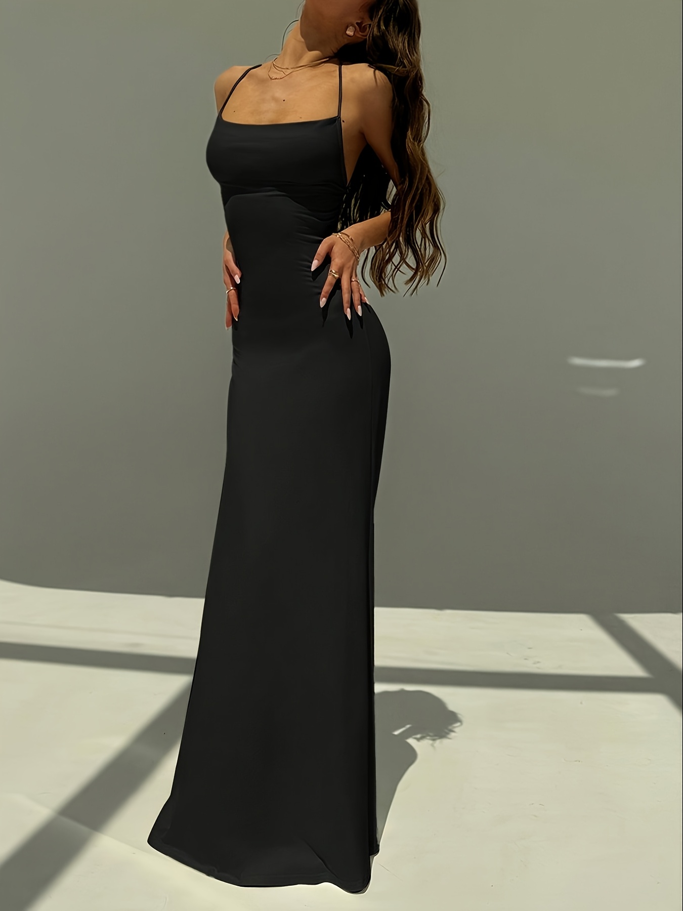 new womens backless cross halter sheath dress