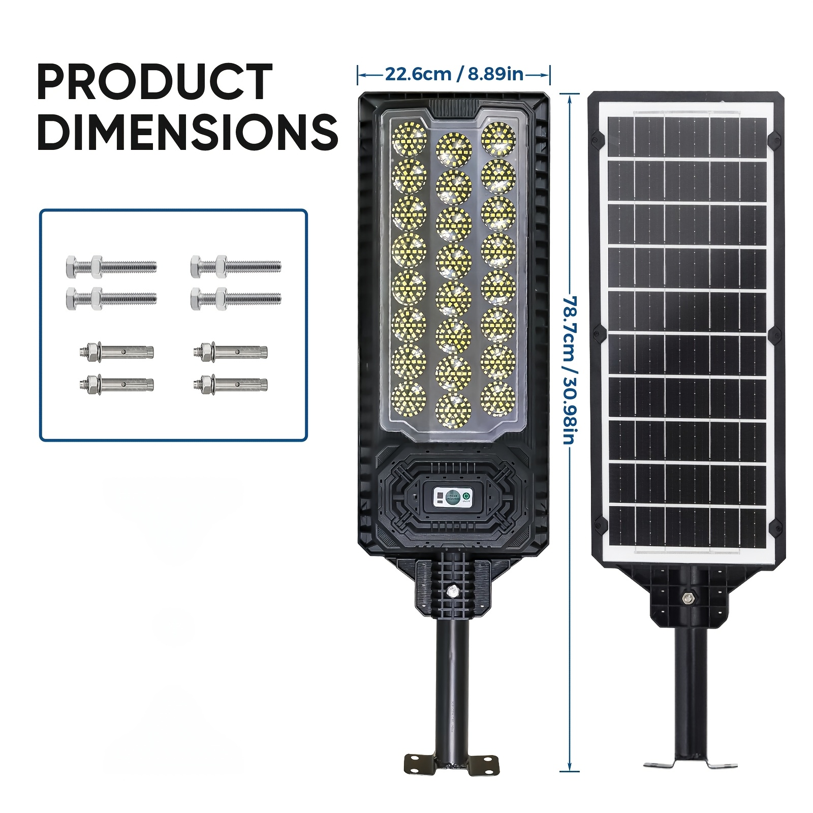 TEMU Outdoor Solar Street Light With Ip44 Water Resistance, 888 Led Solar Parking Light, Automatic From Dusk To Dawn, Easy To Operate, Ideal For
