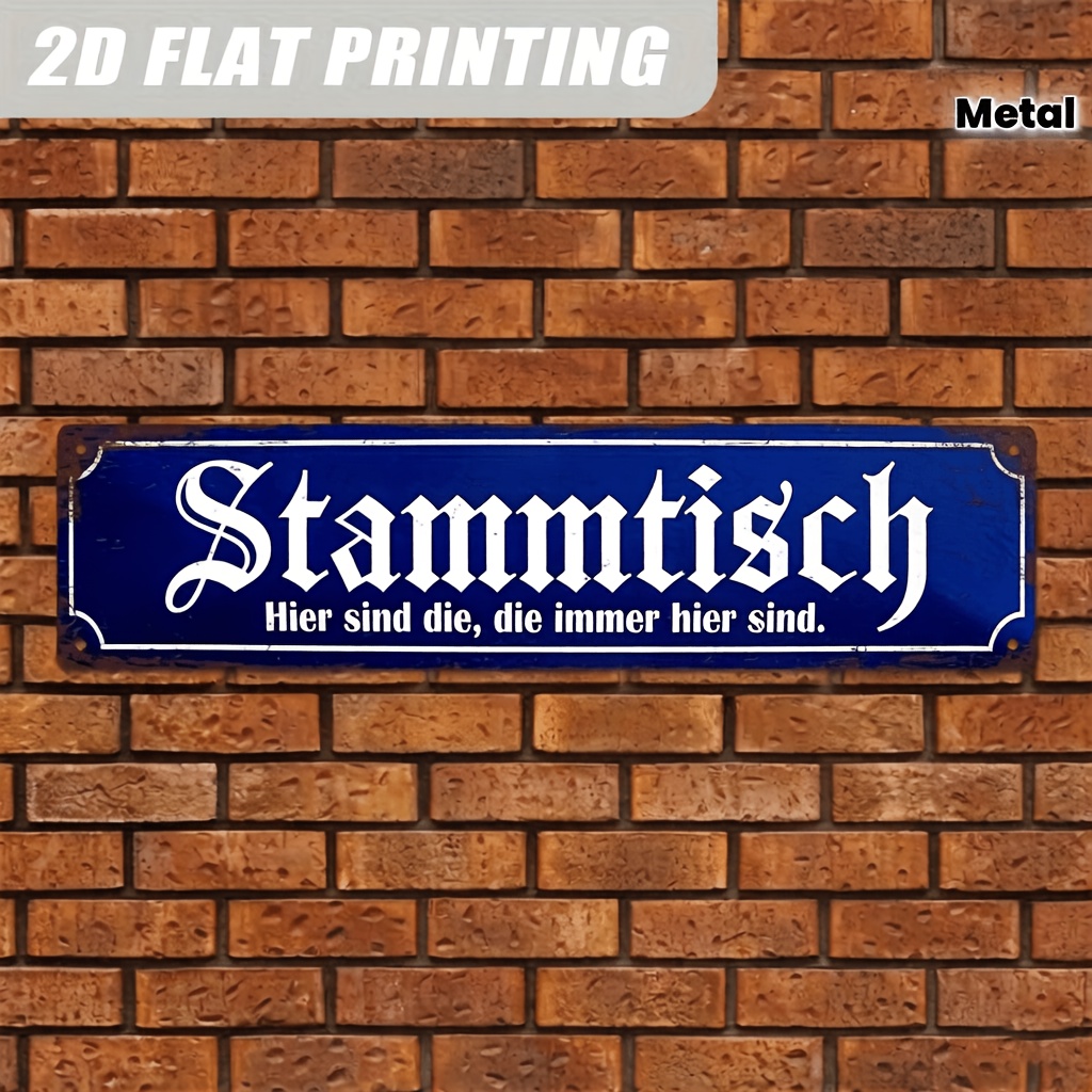 TEMU 2D Flach, . Vintage Aluminium Schild 10.16Cm X 40.64Cm, Deutsch Zitat Wandkunst, Blaue Retro Pub Deko für Lounge, Esszimmer, für Männerhöhle,
