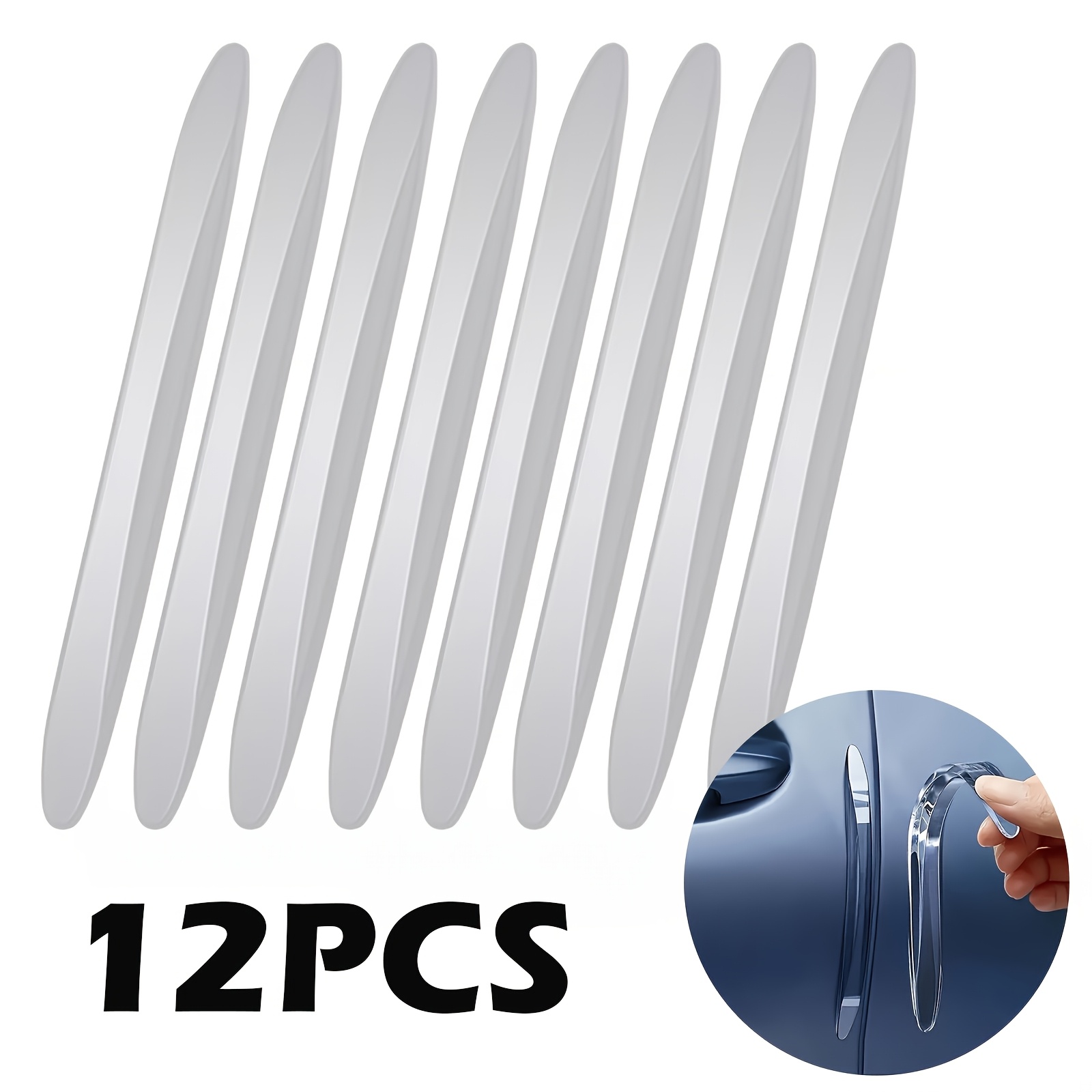 Image of 8pcs/12pcs Invisible Car Door Bumper Strips Essential Anti-collision And Scratching Tools For Car Door Edges, Side Mirror Protection Stickers, Anti-scratch And