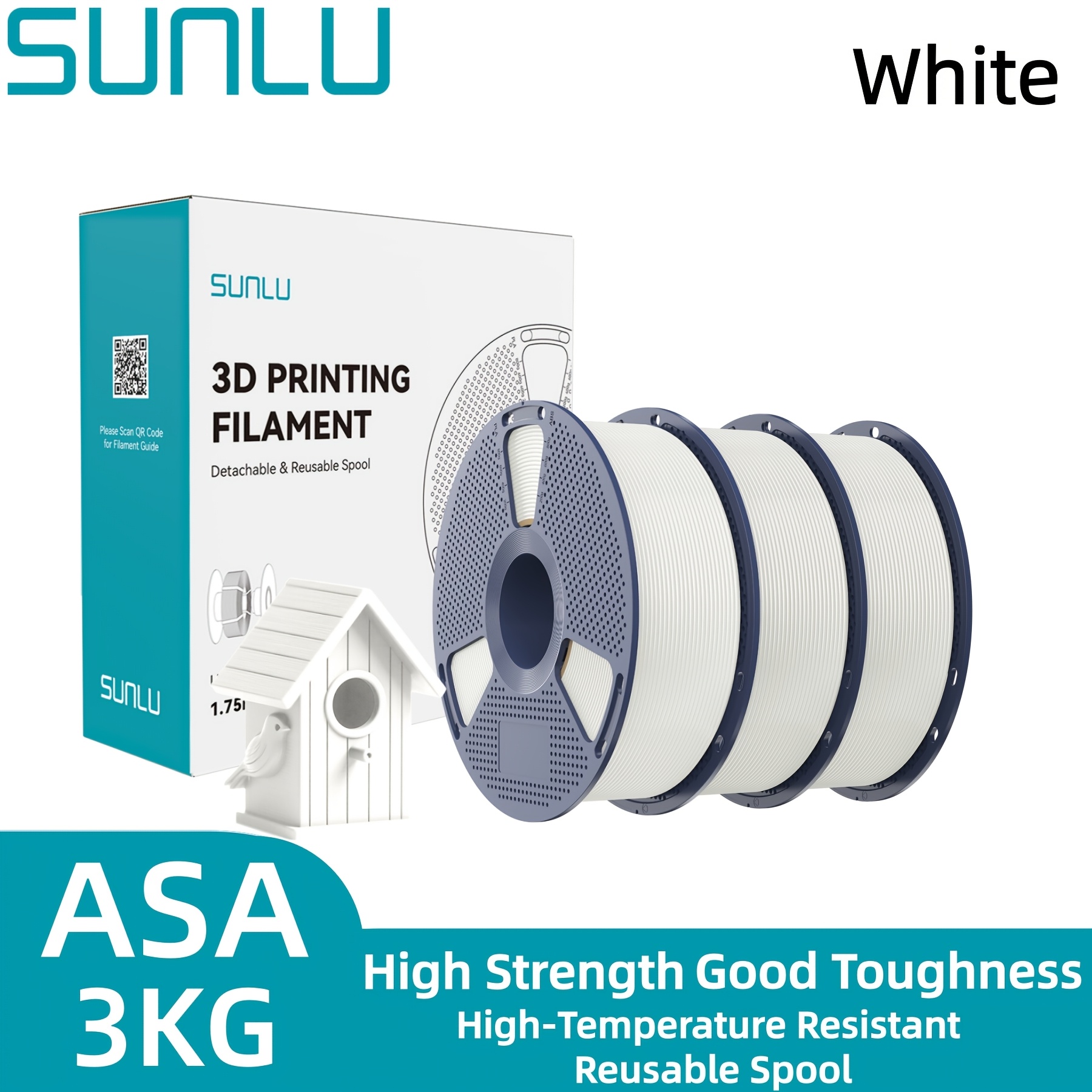 Image of Sunlu 3kg Asa 3d Printer Filament 1.75mm - Uv & Weather Resistant, Strong & Durable, +/-0.02mm Precision, New Spool, Outdoor Mechanical Material Total 3kg