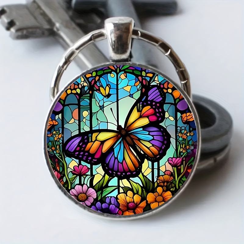 

Chic Butterfly & Animal Design Glass Keychain - Car Keys, Bags & Backpacks - Ideal Gift For Birthdays, Graduations & Holidays