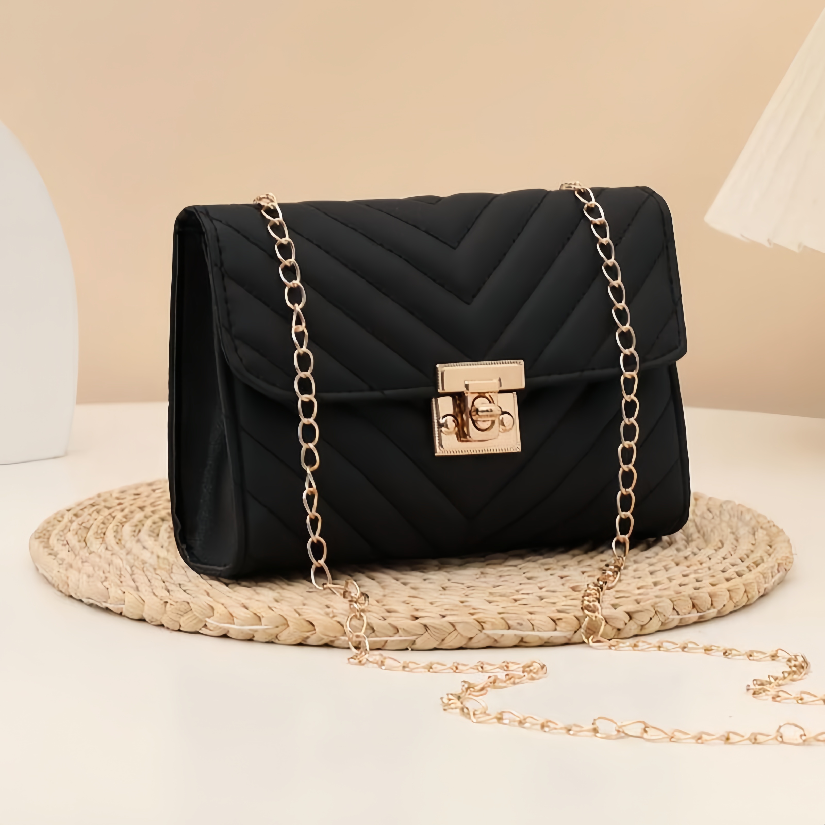 Image of Lightweight Women's Crescent Bag, Elegant Daily Crossbody - Removable Shoulder Strap And Twist Closure, Casual, - Women's Gift, Exquisite , Multifunctional Design, Twill Pattern, Durable