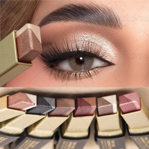 1pc glitter two tone eyeshadow stick waterproof sweatproof shimmer palette with pearlescent polarization color for beginner friendly stick formula ideal christmas halloween gift