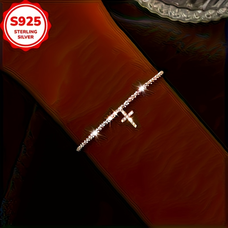 925 Silver Cross Pendant with Moissanite Bracelet