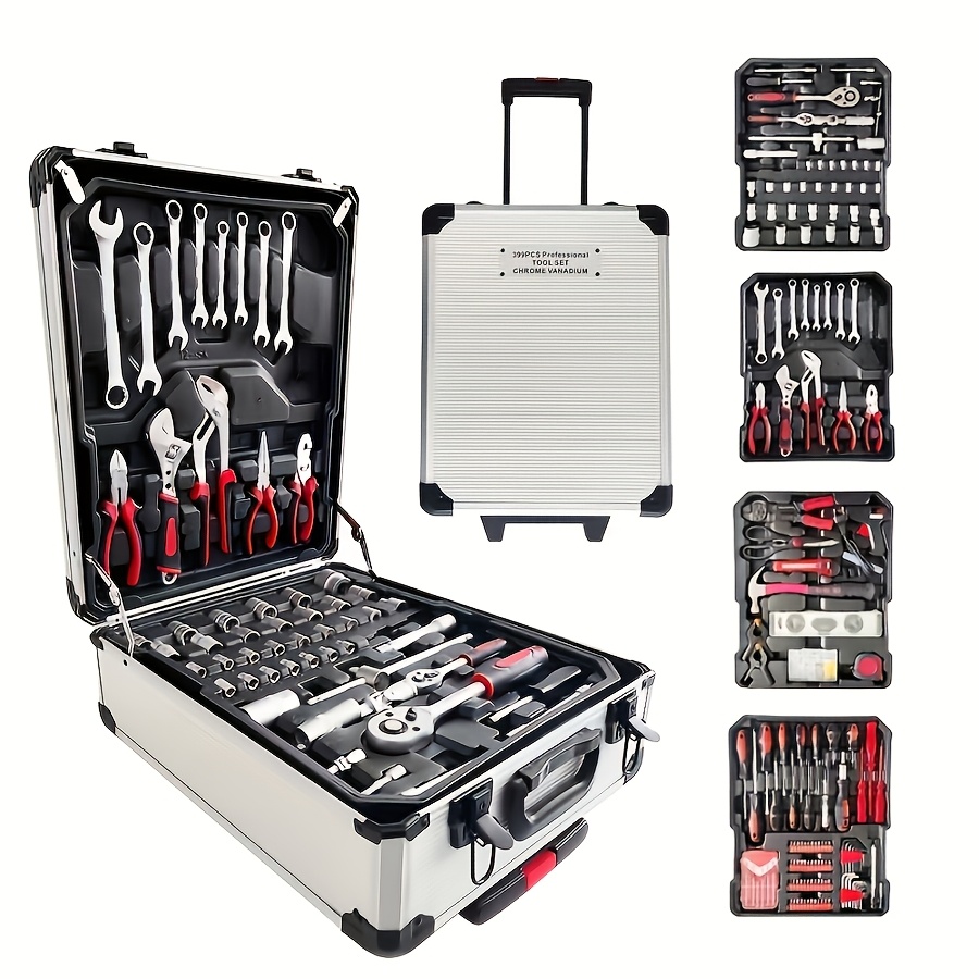 899 52-Piece Professional Multi-Functional Tool Set with Portable Case, Chrome Vanadium Steel, for Home and Car Maintenance