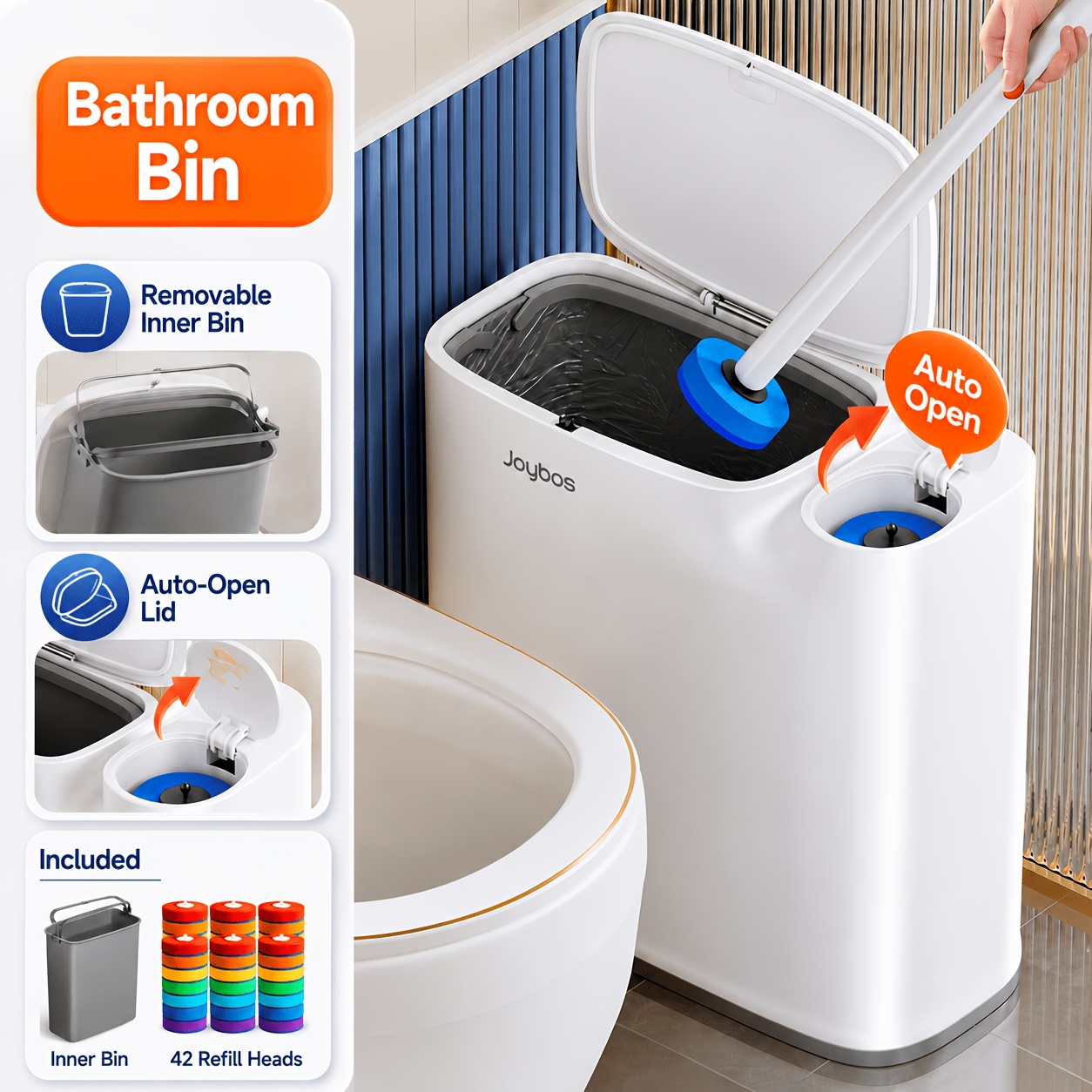 TEMU Joybos Toilet Brush With Trash Can, A Bathroom Cleaning And Trash Storage -one Toilet Brush Set That Space, Comes With Disposable Toilet Brush