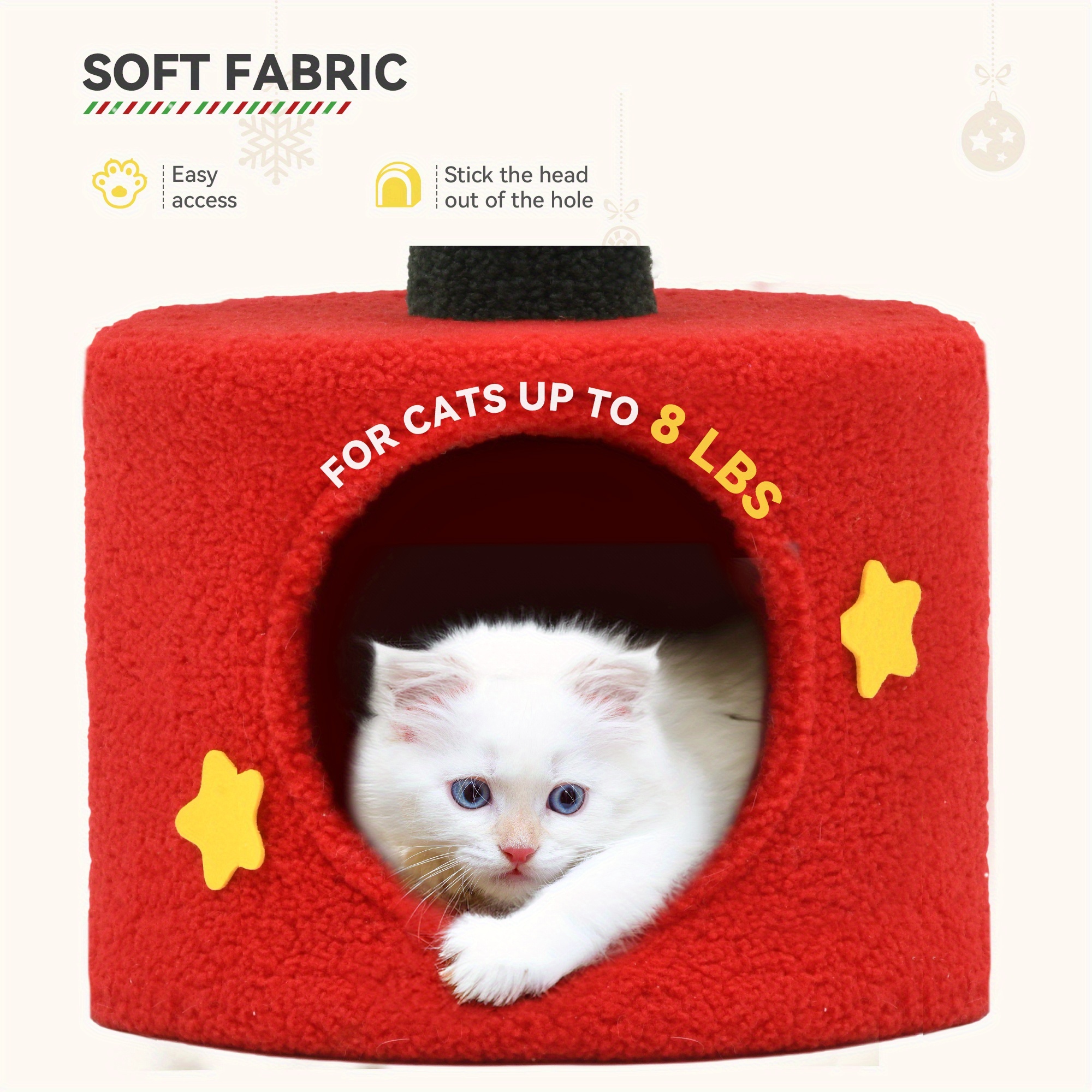 2 tier   with plush ball star festive green   cat house toy for indoor cats   holiday decor indoor cat furniture festive cat tree star topped tree cat toys 5