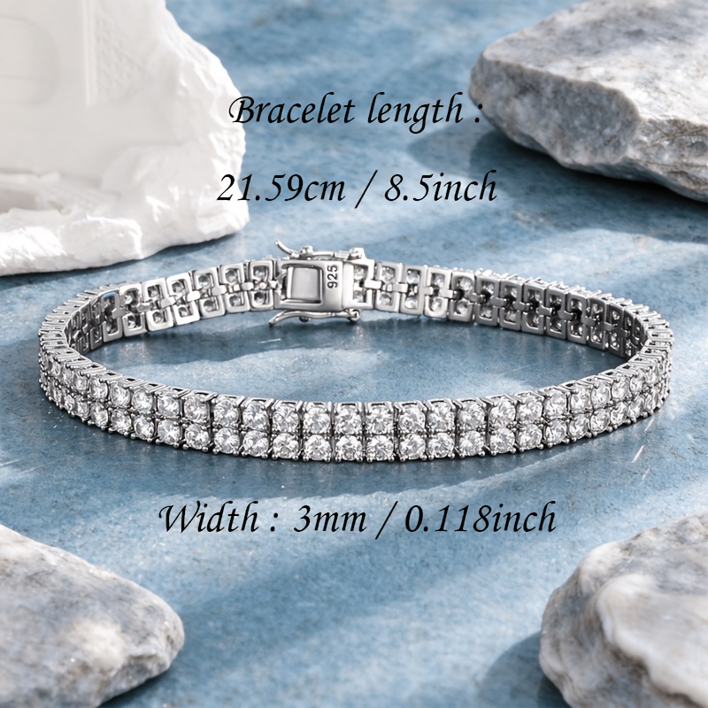 Image of 925 Silver Luxury Elegant Wind Moissanite Bracelet For Ladies, Couples Anniversary Gift, Christmas Gift, Mother's Day Gift, Fashion Everything, Sparkle, Hypoallergenic, Gift Box