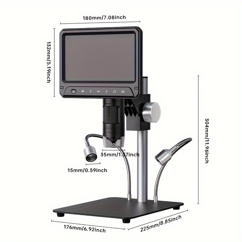 7インチ LCD デジタル顕微鏡 1200倍 LED照明付き コイン検査 PCB修理 はんだ付けに最適 ビデオカメラ機能 - Temu Japan