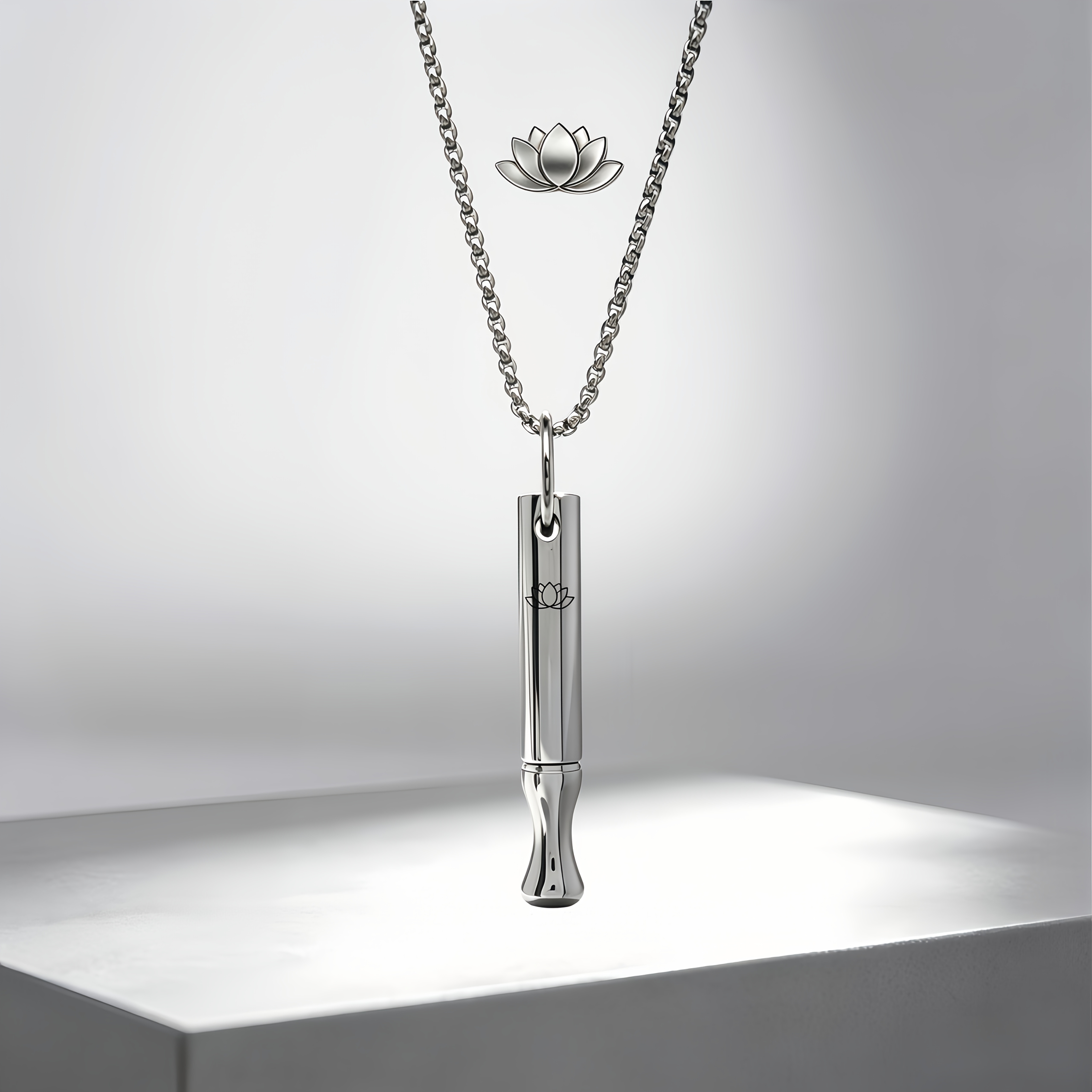 Men's Stainless Steel Breathing Necklace for Mindfulness