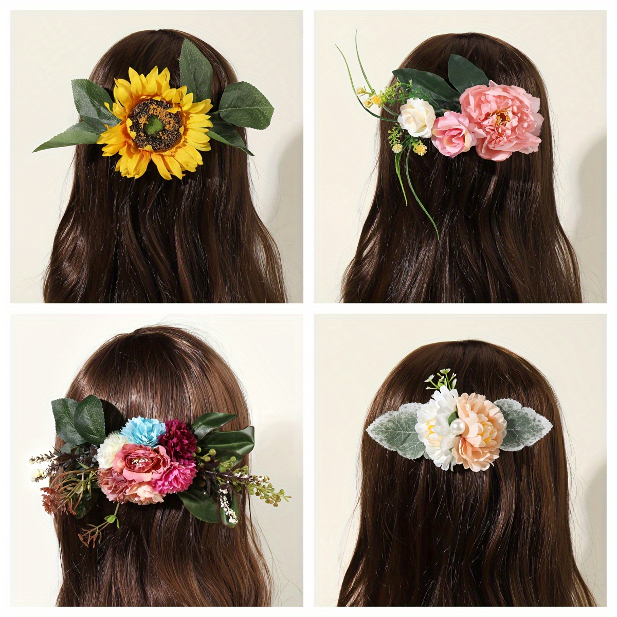 6個のかわいい花の装飾用ヘアアクセサリーキット 花のヘアループ カラフルなヘアバレッタ 女性や女の子用のヘアサイドクリッ - Temu Japan