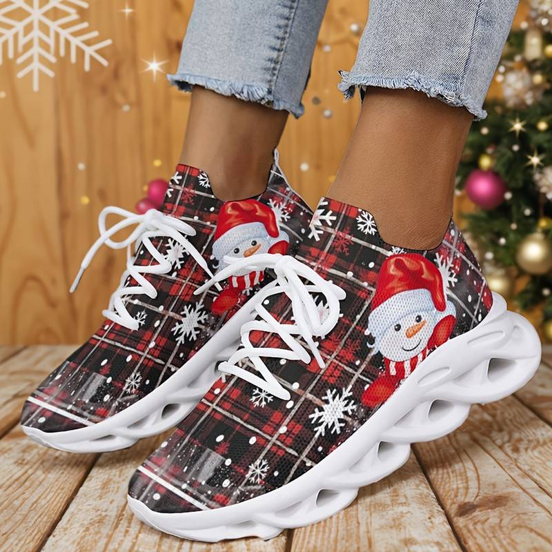 Womens Christmas Style Canvas Shoes Santa Claus Pattern - United Kingdom