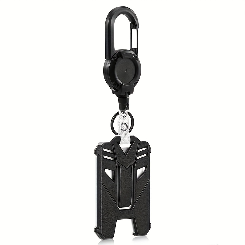Image of 2d , Heavy Duty Key Ring Badge Holder, Tactical Id Card Scroll Keychain With 23.6 Inch (. 60 Cm) Steel Retractable Cord, Black