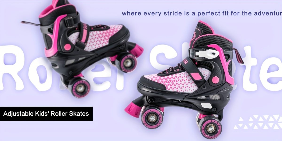 Girls Boys Kids Roller Skates With Light Up Wheels Adjustable 4 Wheel Skateboarding Shoes, Safe And Fun Kids Roller Skates For Indoor And Outdoor Sports, Best Birthday Christmas Gift For Kids