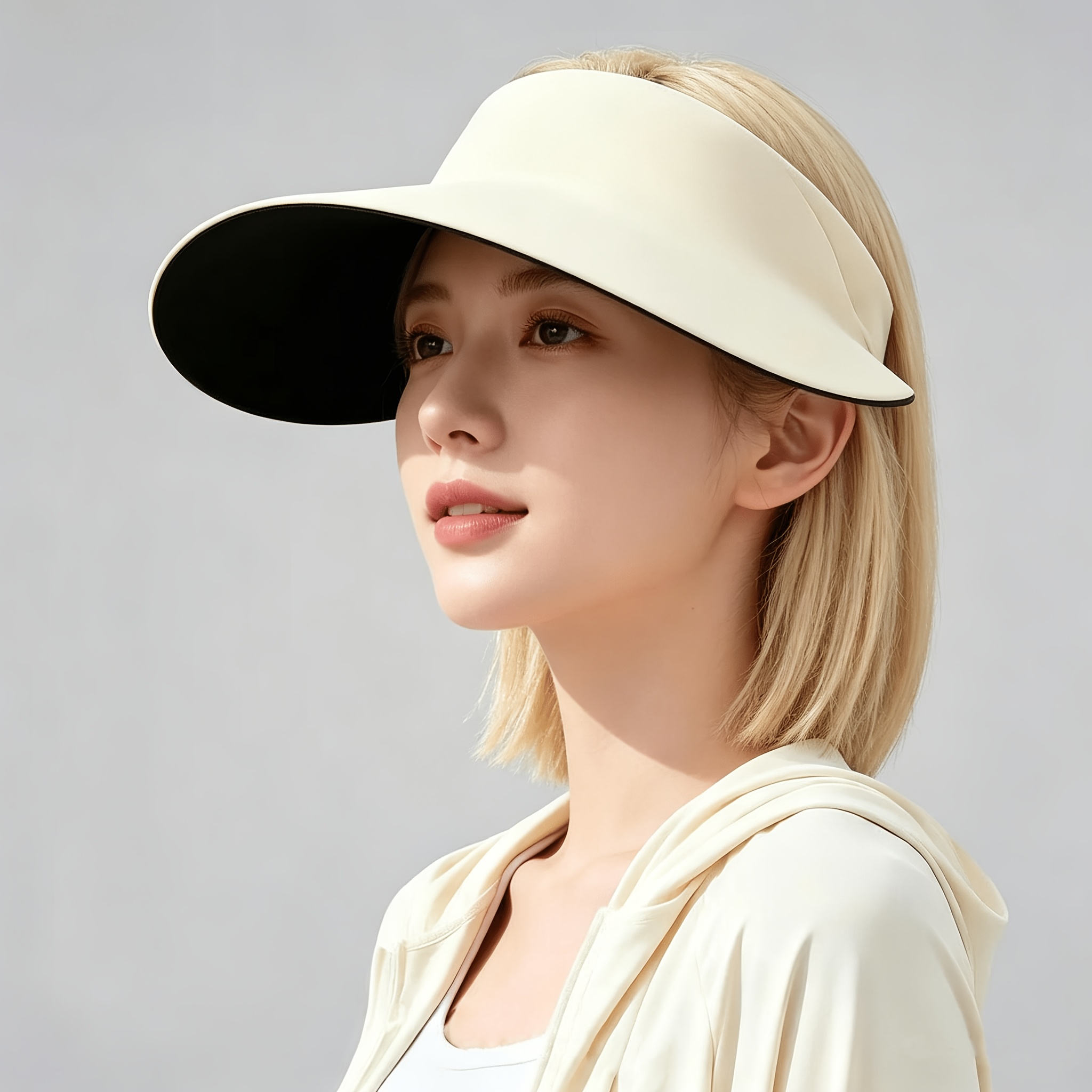 TEMU 업그레이드된 사이즈 조절 선바이저 모자 - 가벼운 오픈탑 넓은 챙 바이저, 넓어진 챙 & 面。钩扣式 잠금장치, 여성 및 남성용, 높은 포니테일, 해변, 골프, 여행, 하이킹, 통근, 봄/여름 야외용
