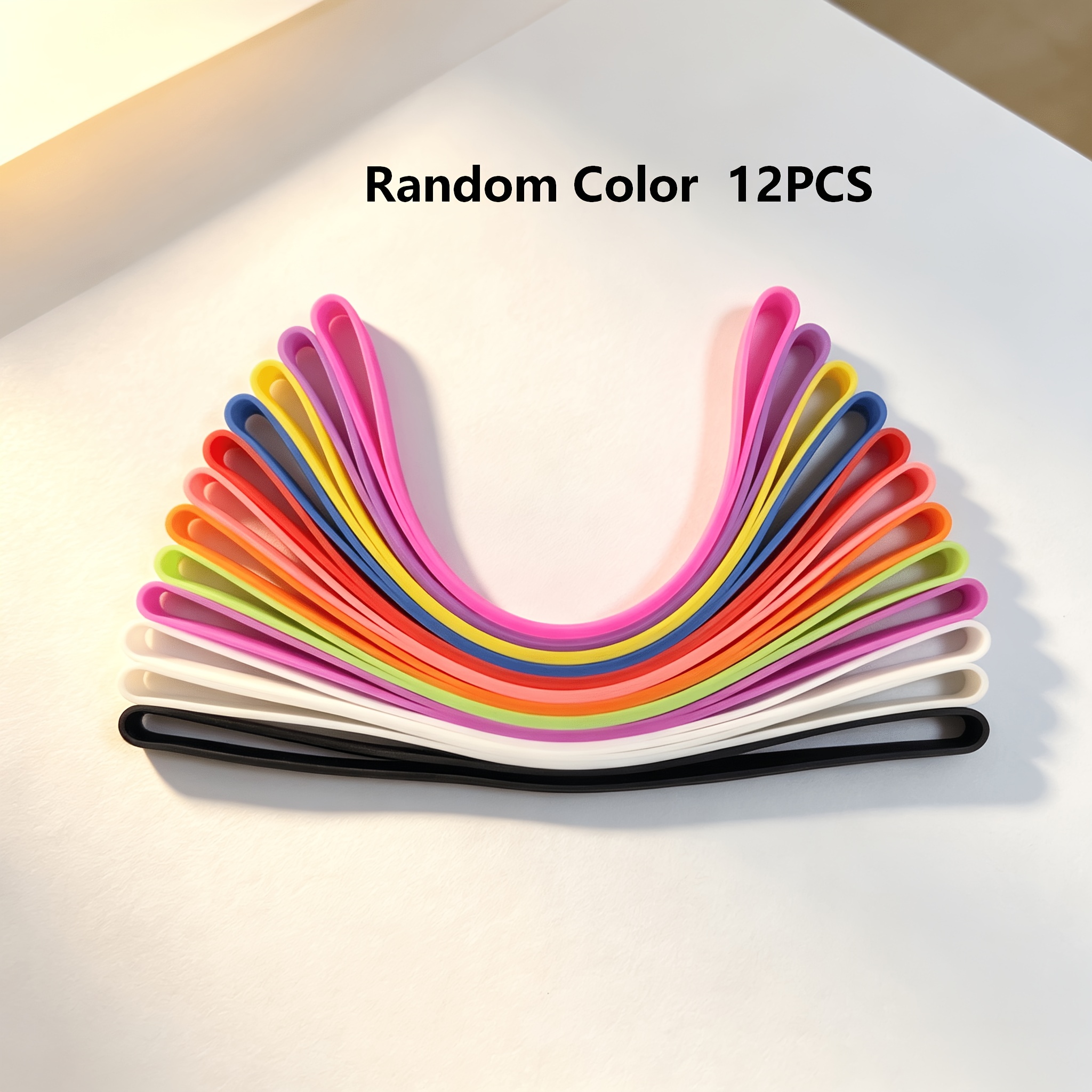 TEMU Lot de 12 attaches élastiques réutilisables en de couleur aléatoire, bandes en multicolores pour des dossiers, livres, serviettes et vêtements,